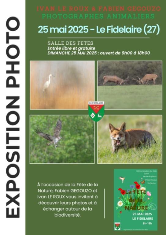 Exposition à la fête de la Nature Le Fidelaire photos animalières